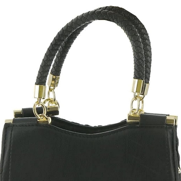 NWoT BEBE Black Satchel Crossbody Convertible Gold Black Satchel Adjustable - Picture 7 of 15